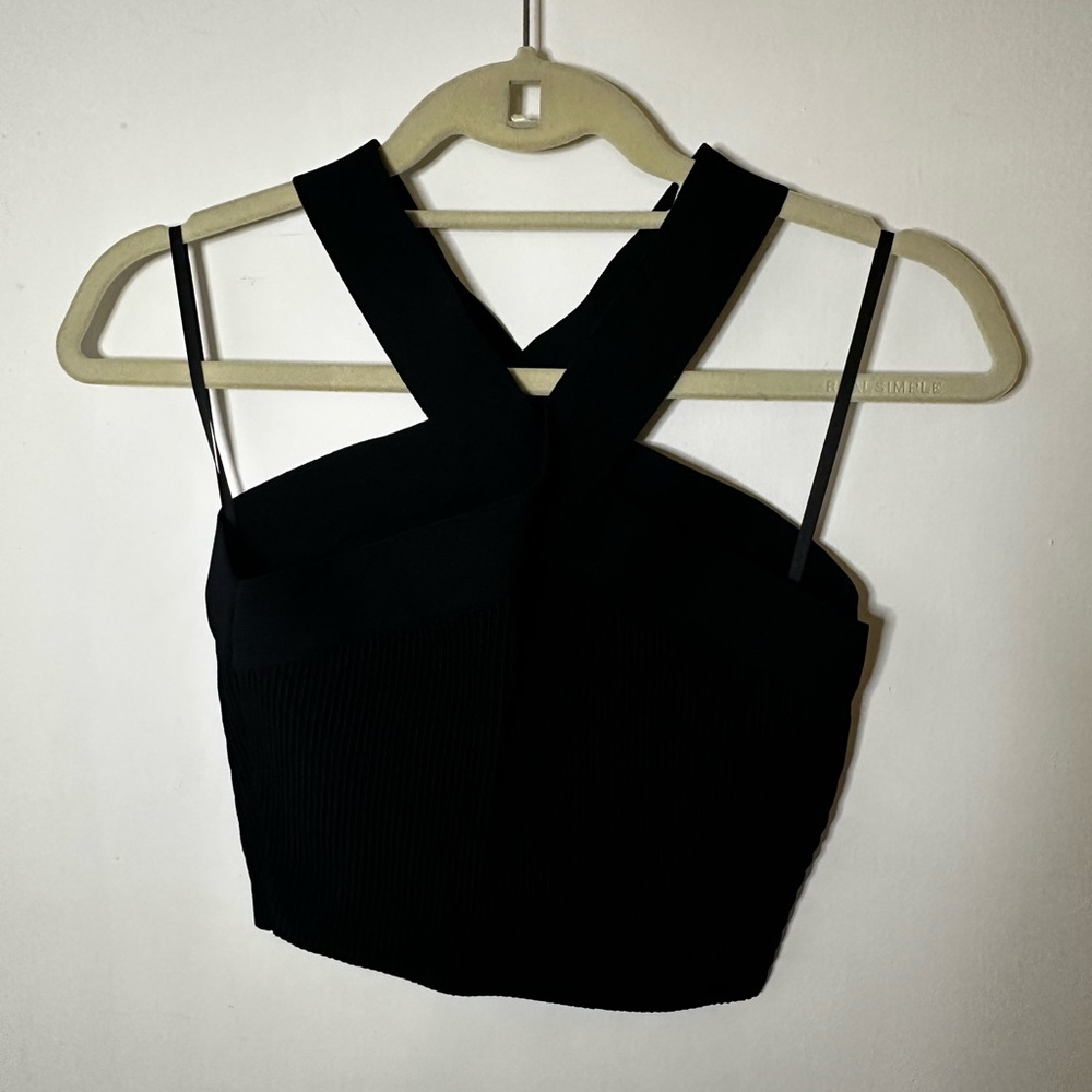 Babaton Black Cross-Strap Crop Top